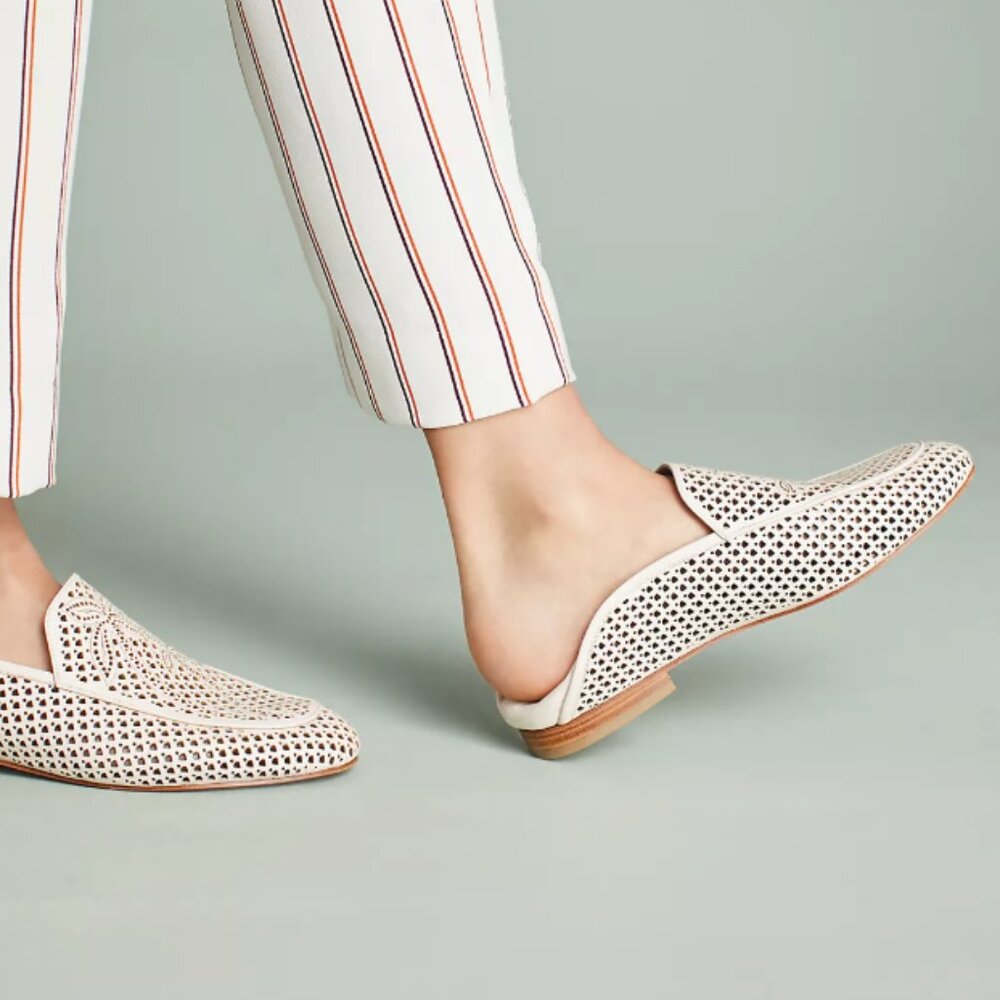 Anthropologie Lola Cruz Palm Perforated Ballet Flat Slides US8 EU38 - Picture 14 of 15